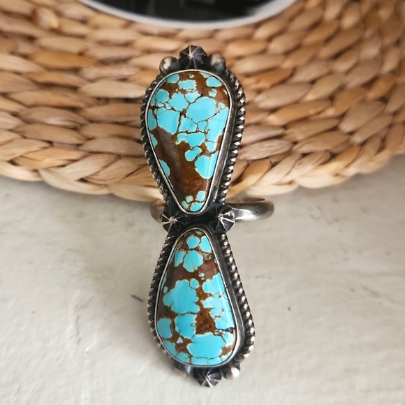 Incredible Native American Navajo Finger Climber Turquoise Ring 🩵💍🤎🎁 - Picture 3 of 12